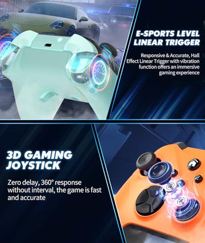 Dinosoo Wireless Controller for Xbox One/Series X|S & PC, Bluetooth, 2 Vibration Motors, TURBO, Macro, 3.5mm Headphone Jack Orange+Gray - Upgrading with a PC before connecting to X-box