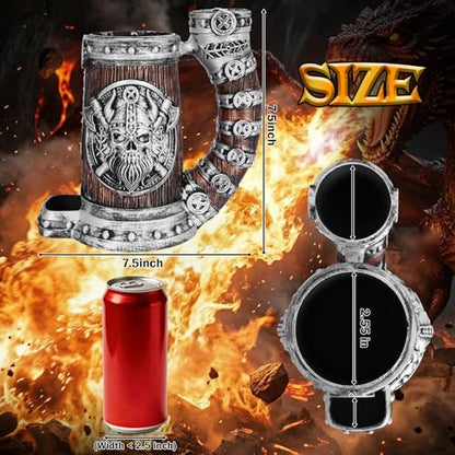 Dice Tower Mug, Dice Rolling Tower, Comes With 7 PCS Dice Set, Suitable for Dnd Dungeons And Dragons, Tabletop Games, Available As Drink Holder, D&D Gifts, Dnd Accessories (Silver-brown skull) - color: Silver-brown Skull
