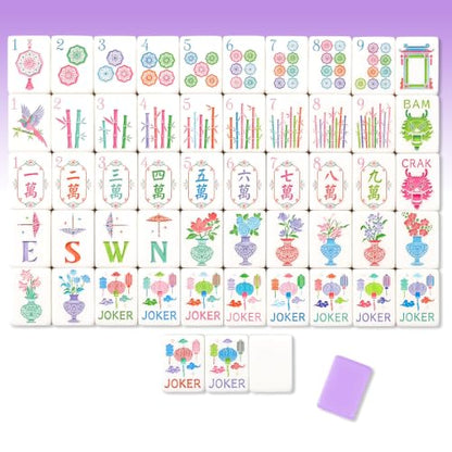 Simgoing 160 Pcs 1.2 Inch American Mahjong Sets Mahjong Tiles Melamine Engraved Multi-Layer Mah Jong Ideal for Home & Party Games, Tiles Only(Modern,Light Purple) - color: Light Purple, style: Modern