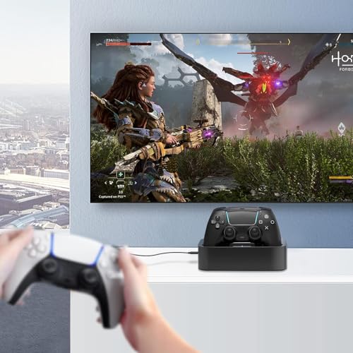 NEWDERY for PS5 Controller Charger Station Compatible with Dualsense Edge | Fast Charging Dock with Led Indicators, Dual Charging Stand for PlayStation 5 & DualSense Edge Controller - color: Black
