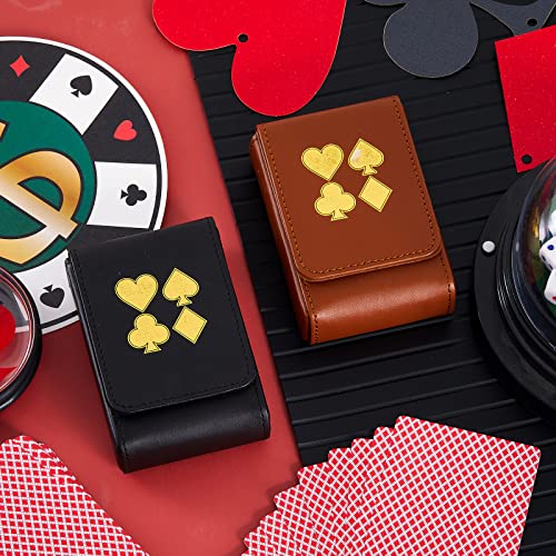 2 Pieces Single Deck PU Leather Playing Card Case Holder Black Brown Deck Holder Playing Card Holders for Adults Box Protector Poker Case Fits Poker and Bridge Size for 3.54x 2.36 Inch Gard