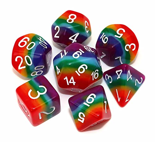 Rainbow DND Dice Set for Dungeon and Dragons D&D RPG Role Playing Games Polyhedral Dice with Bag - color: Rainbow Dice