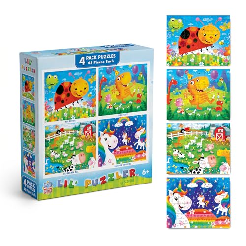 MasterPieces – Jigsaw Puzzle Set for Kids 6+ Years, 4-Pack of 48 Pieces, Educational and Fun Game, Lil Puzzler Collection, Gift Idea for Children, 8" x 10" - style: Lil Puzzler