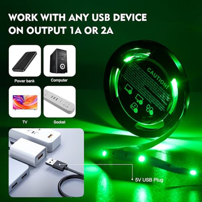 20ft LED Strip Lights Color Changing Mood lamp USB 5V Operated RGB 5050 LED Tape Lights Bedroom, Kitchen Cabinet Light with IR Remote Controller and Dimmable - size: 20FT
