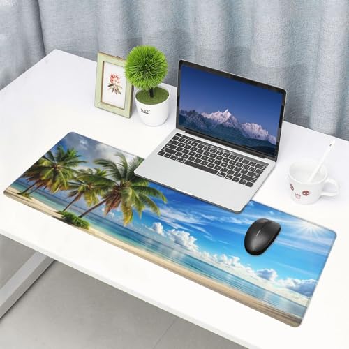 Beach Mouse Pad XL Large Mousepad Non Slip Rubber Base Desk Mat for Laptop Computer Gaming 31.5" X 12" - color: Beach