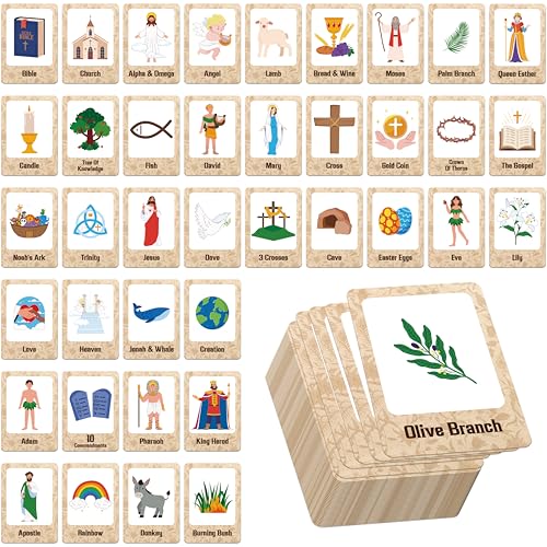 Hebayy Bible-Themed Matching Game, 80 PCS Bible Concentration Memory Cards for Christian 40 Pairs Biblical Character Cards Educational Toys for Kids, Adults - style: Bible