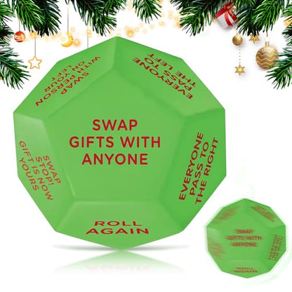 kykake 2026 New-Santa Swap Gift Exchange Dice,3 * 3in Exchange Gifts Family Game,Stocking Stuffers for Men Women, Anniversary Christmas Birthday Gifts for Men Women, Large Dice Party Gifts for Xmas - color: 1pc Santa Swap Gift Exchange Dice