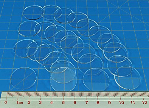 LITKO 20mm Round Miniature Bases | 1.5mm Clear Acrylic | 25 Pack | Ultra-thin — terrain shows | Compatible with Old World skirmishers & older Infinity | For historicals | Laser-cut