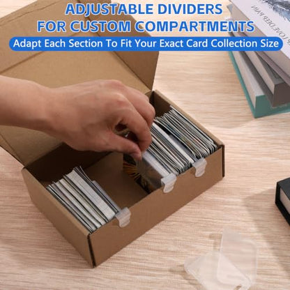 30 Pcs Card Box Dividers, PP Trading Card Dividers Clip, Adjustable Plastic Dividers for Storage Boxes, Storage Separator Clips the Cardboard Side Wall for Baseball MTG TCG Sports Cards Organizer