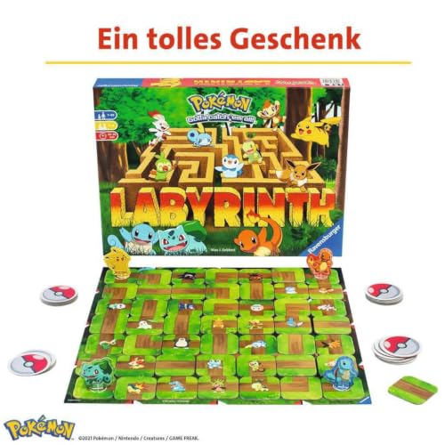 Ravensburger Labyrinth Pokemon Board Game - A Strategic Maze Adventure for Family Nights & Pokemon Parties - Includes Pikachu, Bulbasaur, and More - Great Birthday Gift for Kids Ages 7 and Up - style: Pokemon Labyrinth