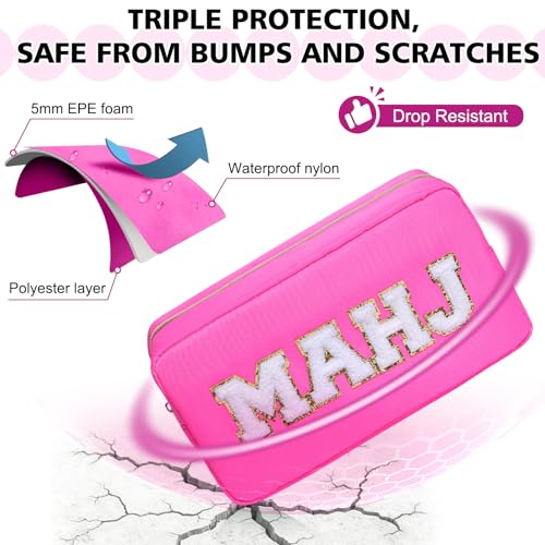 Mahjong Tile Bag Mahjong Bag with Zipper Travel Mahjong Carrying Case Storage Pouch Gifts for Mahjong Lovers Accessories - color: Hot Pink-mahj