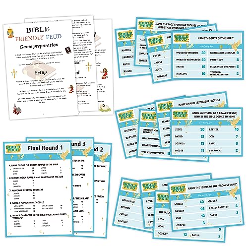 Bible Games for Adults and Family,Family Feud Game for Adults,Bible Study,Religious Gifts,Cards Christians Like,Bible Trivia,Fun Games for Game Night,15 Card+3 Instruction Cards,O1 - color: Bible Game01