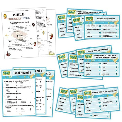 Bible Games for Adults and Family,Family Feud Game for Adults,Bible Study,Religious Gifts,Cards Christians Like,Bible Trivia,Fun Games for Game Night,15 Card+3 Instruction Cards,O1 - color: Bible Game01
