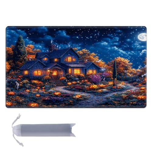 for MTG Playmat, Custom Trading Card Game Mat 17.3 x 13.8 in | Autumnal Pumpkin Grove Premium Non-Slip Rubber Base, Water-Resistant & Stitched Edges, Personalized High-Definition Art - color: Autumnal Pumpkin Grove, size: 17" x 14" Regular