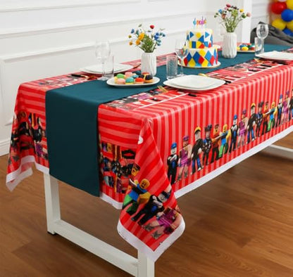 3 Pcs Plastic Table Cloth Disposable 108x108cm Video Game Birthday Party Supplies Video Game Table Cover Gamer Supplies Rectangle Waterproof Happy Birthday Tablecloth Gaming Party Decorations - color: Red
