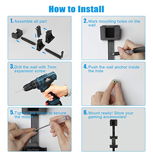 Linkstyle Wall Mounted Headphone and Controller Holder, Compatible with Xbox One, PS4, PS3, Switch, PC Gamepads, Holds up to 3.3lbs
