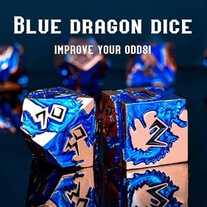Rule Dice- Metal DND Dice Set, Dungeons and Dragons Dice, D&D Dice Unique Polyhedral MTG RPG Role Playing D and D Dice Set, Role Playing Game Dice with Gifts Box(Rose Gold) - color: Rose Gold