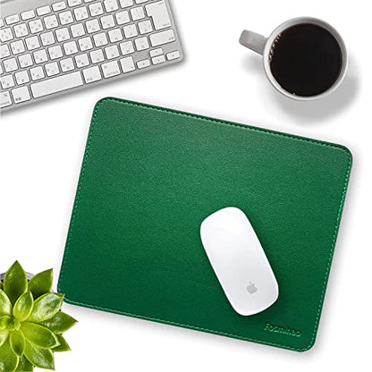 Leather Double Side Mouse Pad With Stitched Edge - Waterproof Ultra Thin for Computers, Laptop, Office & Home, 10.2 x 8.3 Inch, 1 Pack (Dark Green) - color: Dark Green