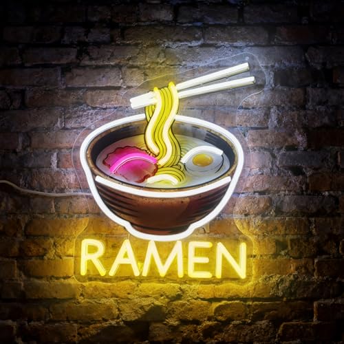 Japanese Ramen Neon Sign LED Noodles Light Up Signs for Japan Restaurant Food Bar Shop Kitchen Bedroom Wall Decor, USB Power & Dimmable - color: Ramen