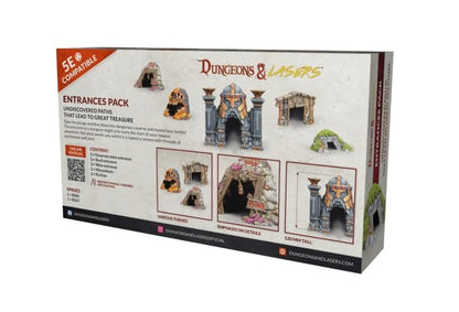 Dungeons & Lasers: Entrances Pack - 5 Detailed Entrances for Miniatures - DND Terrain Set for Tabletop RPG Games 5E Compatible - Unpainted and Unassembled - Ages 14+