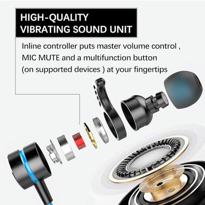 KASOTT SoundMaster Pro V1 - Gaming Earphones with Dual Audio Drivers,Battle Buds,in-Line Mic with Mute and Volume Control, Compatible with Xbox Series,PS5,PS4,Switch,Pc with 3.5mm - color: Blue