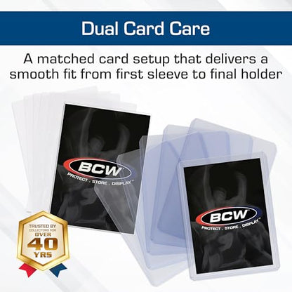 BCW Card Sleeves and Toploaders for Card Combo | Premium Top loaders for Cards and Acid-Free Penny Sleeves | Great for Football, Magic The Gathering, Pokemon, and Baseball Card Protectors 100 Count