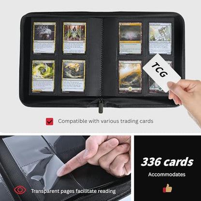 336 Card Binder, 4-Pocket Zipper Binder for Trading Cards, Side Loading Water-Resistant Album for MTG, TCG & Sports Cards (Red) - color: Card Binder 4 Pocket Red
