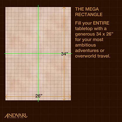 Battle Mat with Grid for Dungeons Role Playing Tabletop Dragons Game - 4 Pack Dry Erase Battle Boards, Non-Skid Back (17x13 Inches Each Makes 34x26 Board)