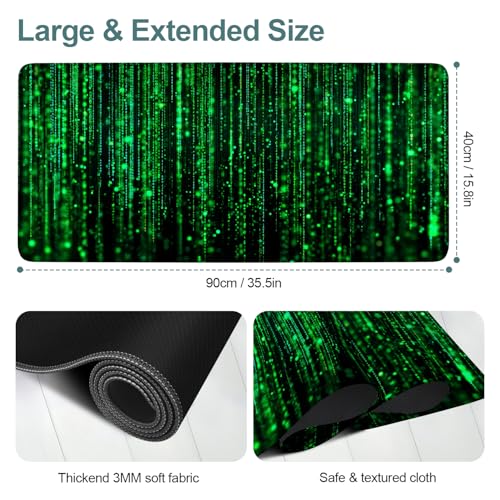 Matrix Code Extended Gaming Mouse Pad 35.4"x15.7" Mousepad, Large Desk Pad Desk Mat for Gaming & Office, Non-Slip Rubber Base - color: 41, size: 35.4" x 15.7"