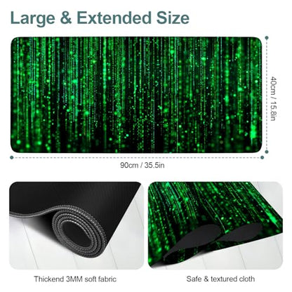 Matrix Code Extended Gaming Mouse Pad 35.4"x15.7" Mousepad, Large Desk Pad Desk Mat for Gaming & Office, Non-Slip Rubber Base - color: 41, size: 35.4" x 15.7"
