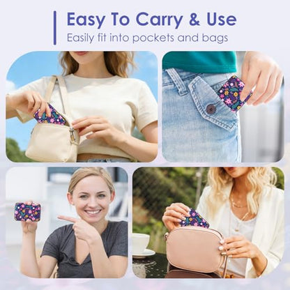 Credit Card Holder Small, Cute Floral Flowers RFID Blocking Wallet Business Travel Metal Slim Mini Aluminum Hard Case for Women Men - color: Cute Floral Flowers