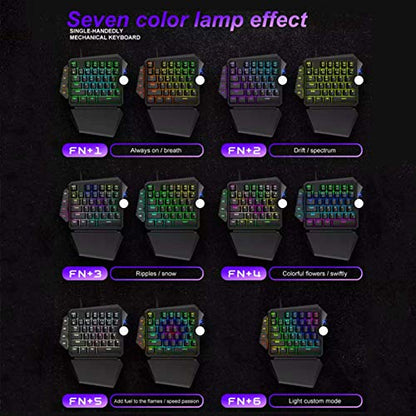 Mini Gaming Keyboard, One Handed RGB Mechanical Gaming Keyboard with 4 Onboard Macro Keys, Detachable Wrist Rest, for PC Laptop Computer