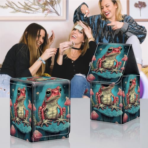 Card Deck Box for MTG Commander Trading Cards with Magnetic Closure,Premium Card Storage Box Case Cover for MTG TCG CCG Magic Cards,Frog Mushroom Weed