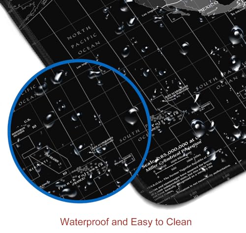 Large Gaming Mouse Pad with Stitched Edges, Desk Mat Extended Keyboard Pad, Non-Slip Rubber Base Desk Pad for Laptop, Office, Home, 31.5X11.8 inch Black World Map - color: 17 Black World Map
