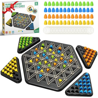 Triangle Chain Strategy Board Game: Portable Chain Triangle Chess Game for Family Game Night, Travel & Party Fun, 2-4 Players Christmas Toy for Kids & Adults