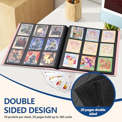 Card Binder, EDUDIIU 9 Pockets Premium Trading Card Binders, Cards Collection Binder Album, Side Loading Yugioh Holder Book for Sport, Football, Baseball Collector - Pink - color: Pink