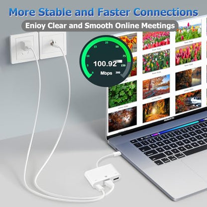 Lightning to RJ45 Ethernet Adapter Network Adapter, with Charge Port and USB Port Support USB Flash Drive/Keyboard/Mouse/Came, Plug and Play,Supports 100Mbps Ethernet Network - size: Lightning