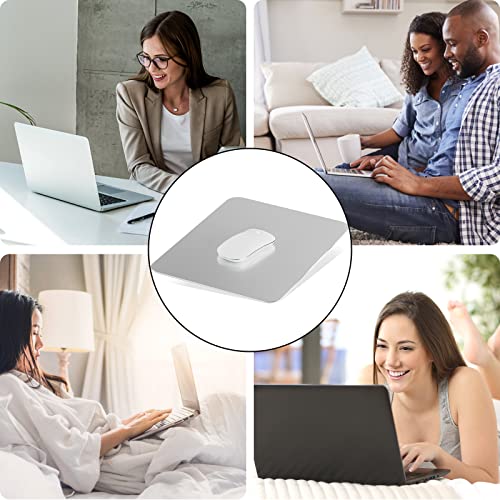 Aluminum Mouse Mat, Double Sided Material, Hard for Desk, Laptop, Computer, Office and Gaming, Silver - size: 6.7L x 7.9W inches