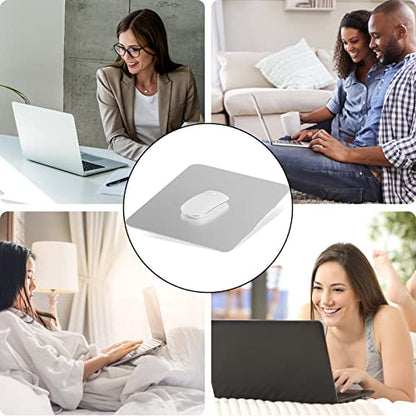 Aluminum Mouse Mat, Double Sided Material, Hard for Desk, Laptop, Computer, Office and Gaming, Silver - size: 6.7L x 7.9W inches
