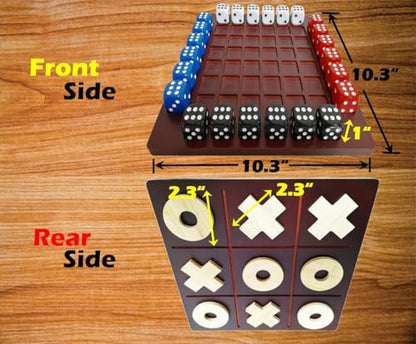 Dual Sides Battle & TicTacToe - Wooden Coffee Table Game for 2-4 Players - color: Dual(2~4)/Brown