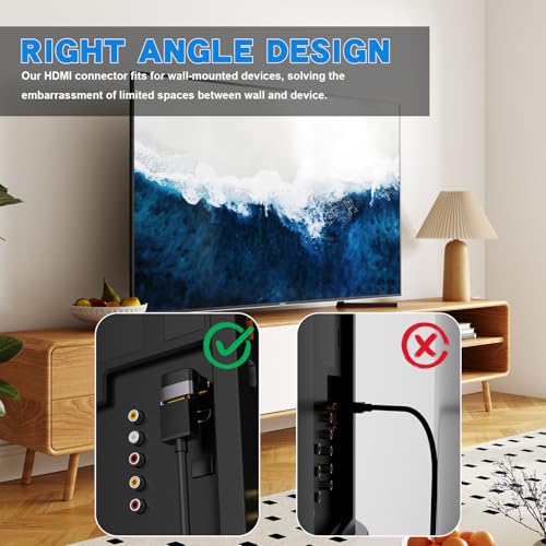 PANPEO 8K@60Hz Right Angle HDMI Adapter, 90 Degree and 270 Degree HDMI Adapter (4 Pack) - size: 4 Pack