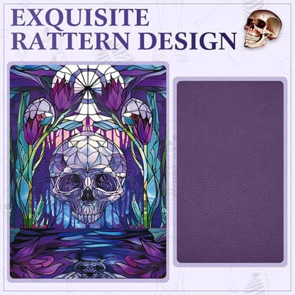 Leather Card Deck Case Compatible with MTG Cards Holds 120+ Trading Cards Strong Magnet Storage Card Box with 2 Dividers Compatible with TCG CCG(Purple,Horizontal Skull) - color: Purple, style: Skull