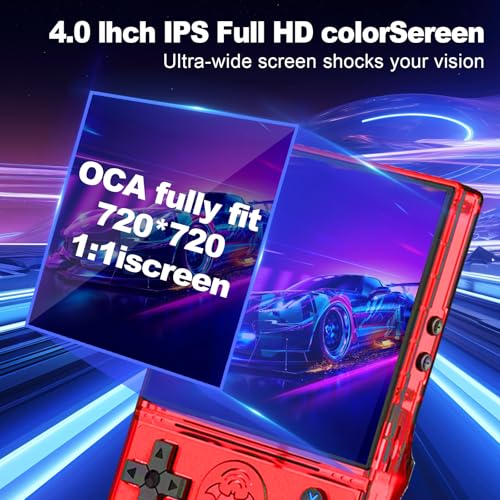 S600 Retro Gaming Console, Retro Handheld Console 4.0'' Screen Linux System, 64G TF Card, Support 30+ Simulators, 3500mAh Rechargeable Portable Pocket Arcade - color: Red