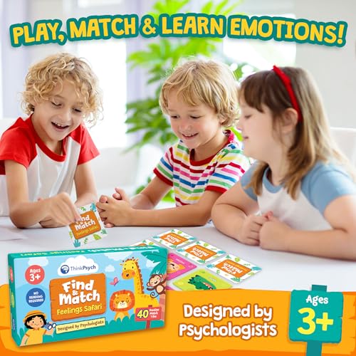 ThinkPsych Find & Match - Feelings Safari | Emotions Matching Game for Kids | Therapy Games for Kids | Social Emotional Learning Activities | Play Therapy Toys for Counselors | Ages 3+