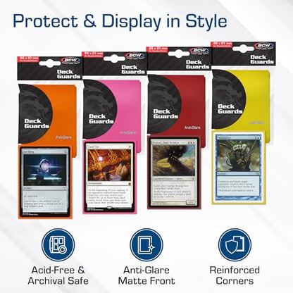 BCW Deck Guard - Double Matte Red Card Sleeves | Acid-Free, Archival-Safe, No PVC | Anti-Glare Matte Finish | Fits Standard 2½" x 3½" Game Cards | Durable Deck Protector Sleeves | 100 Ct - color: Red
