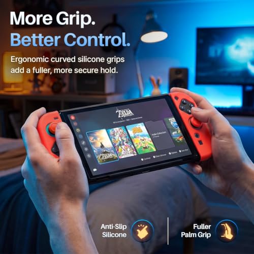 TNP JoyCon Cover for Nintendo Switch 2, Silicone Controller Case, Red | 2-Piece Anti-Slip Skin Set for Left and Right Joy-Con 2 Controllers with Matching Thumb Grip Caps; Controllers Not Included - color: Red