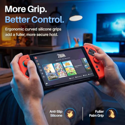 TNP JoyCon Cover for Nintendo Switch 2, Silicone Controller Case, Red | 2-Piece Anti-Slip Skin Set for Left and Right Joy-Con 2 Controllers with Matching Thumb Grip Caps; Controllers Not Included - color: Red
