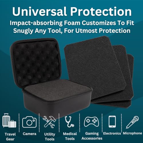 caseling 7.5" x 6.5" x 3.75" Hard Case with 3-Layer Pick and Pluck Foam | 3 pre-scored foam layers, TSA compliant travel case, rigid EVA shell, electronics and tech gear bag, smooth zippers - size: 7.5" x 6.5" x 3.75"