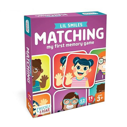 Chuckle & Roar Lil Smiles Matching Memory Game – Preschool Concentration Board Game with Friendly Faces, 3 Themed Decks (at Home, Outside, On-The-Go), 180 Cards, 2–6 Players, Ages 6+ - color: Lil Smiles