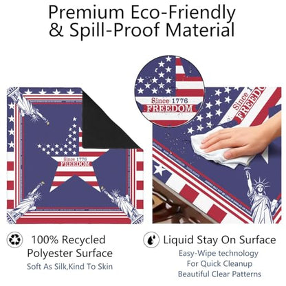 250th America Mahjong Mat for Table, 31.5 * 31.5in Anti Slip Mahjong Table Cloth, Noise Reduction, Neoprene Mah jongg Mat with Carrying Bag & 3 Dices, Poker Board Tile Games Mats, Blue - color: Blue07